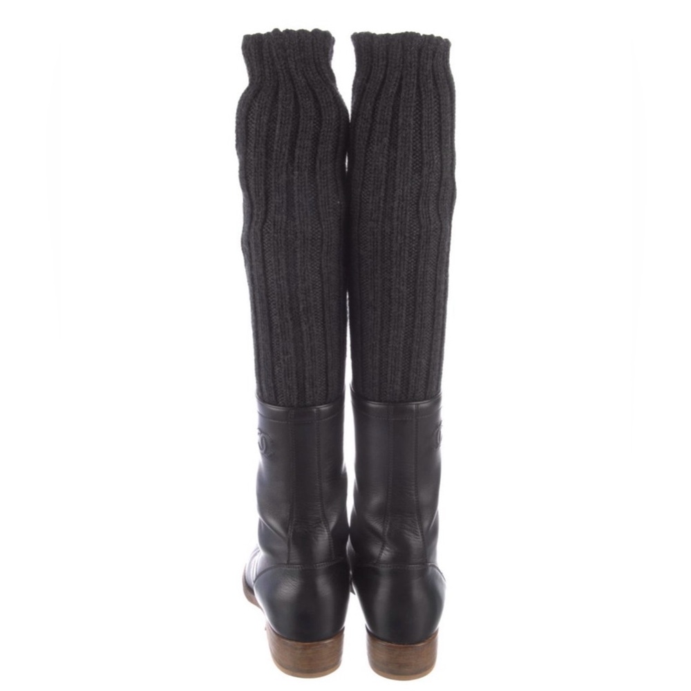 Chanel combat lace up knit sock boots size 38 - Picture 6 of 16
